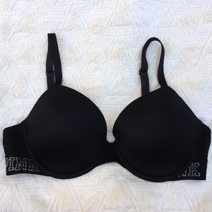 PINK by VS. Push-Up PINK Print Black Bra. Size 36D